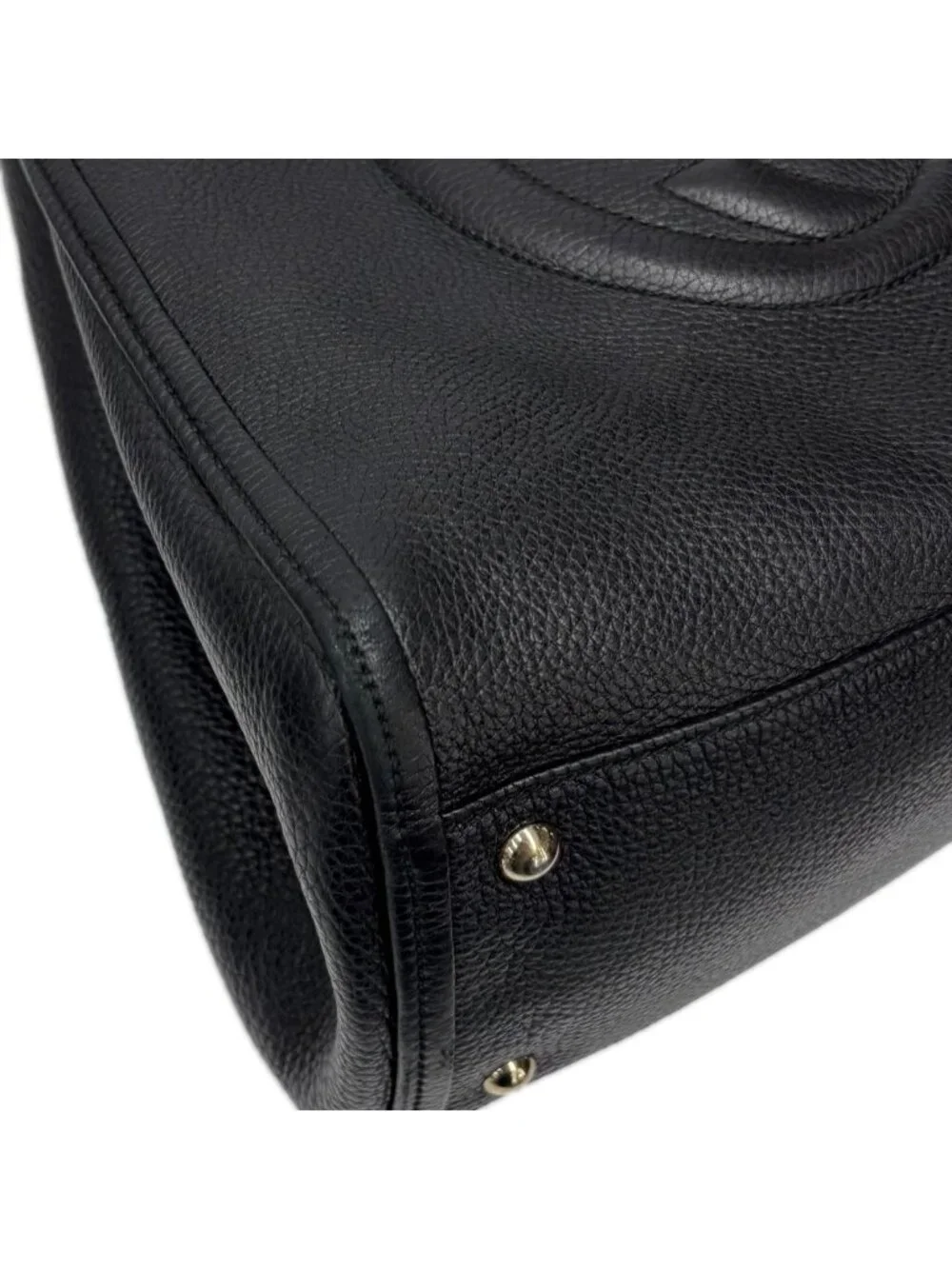 Gucci Tote Leather Black GG Soho Cellarius Fringe Tassel
